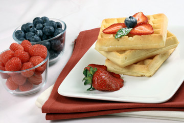 Belgian waffles with berries