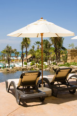 Swimming pool on a sunny day.Pattaya city in Thailand