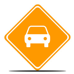 Car on road sign