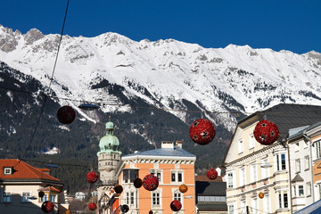 Cityscape of Innsbruck, Austria. Christmas Decoration.
