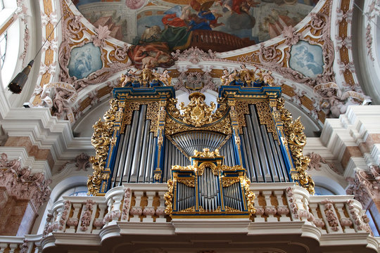 Baroque Pipe Organ In Innsbruck, Austria