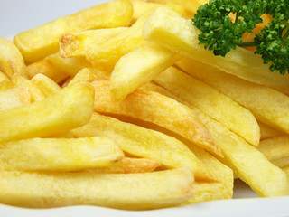 French fries on white background