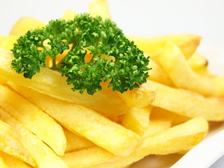 French fries on white background
