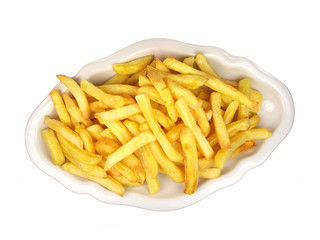 French fries on white background