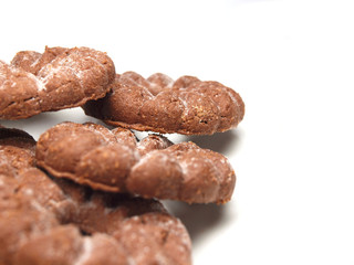 Chocolate biscuits on white background