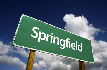 Springfield Green Road Sign - obrazy, fototapety, plakaty