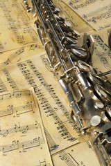 Old saxophone and notes