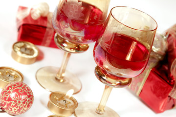 red wine and christmas gifts