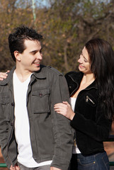 young couple loving on the nature