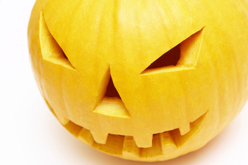 Halloween pumpkin on white (jack-o’-lantern)