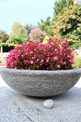 Fototapeta na wymiar Stone bowl with flowers