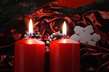 two candles - christmas background - weihnachten