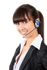 Smiling pretty business woman with headset.