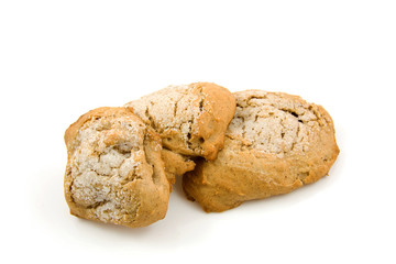 Home baked bread over white background