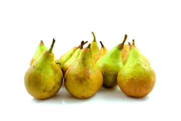 Lots of pears over white background