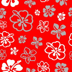 Squared seamless flower pattern colored in white and red