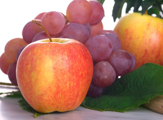 fresh apple and grapes
