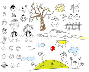 children drawing elements - set 1