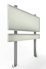 Obraz premium Road sign with grass - 3d image - Left view
