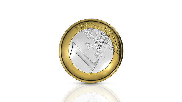 One rolling euro coin