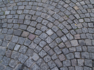 Cobblestone road.