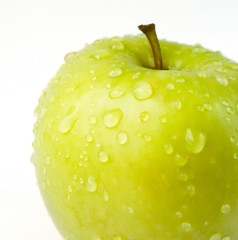Green apple on the white background.