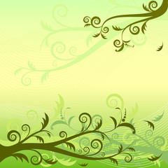 Gentle green and yellow floral  background