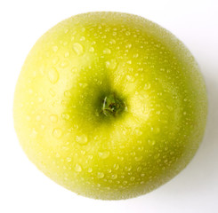 Green apple on the white background.