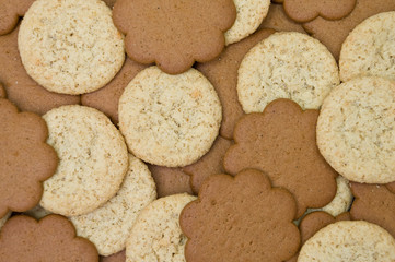 Gingerbread and grain cookies background