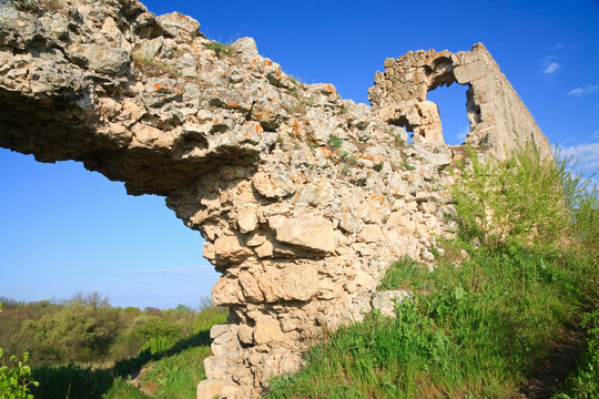Historic Mangup Kale fortress stony walls (Crimea, Ukraine)