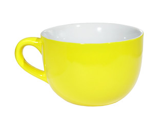 yellow Cup on the white background (isolated).