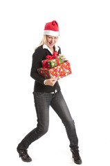 Junge Frau mit Geschenken, Weihnachten