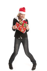 Junge Frau mit Geschenken, Weihnachten