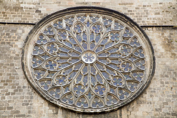 Barcelona - rosette of gothic church Santa Maria del Pi