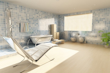 3d rendering interior of a modern bathroom