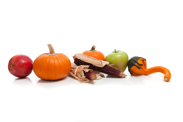 Assorted fall vegetables as a background