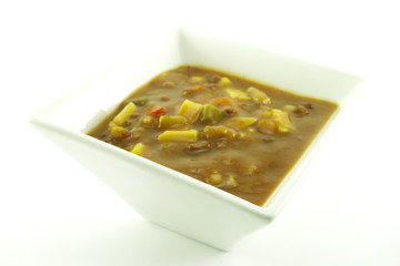 Soup in a White Bowl