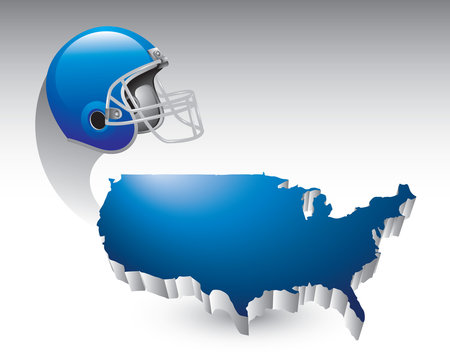 Blue Football Helmet Over United States Icon