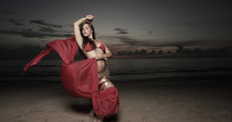 Belly dancer on the beach