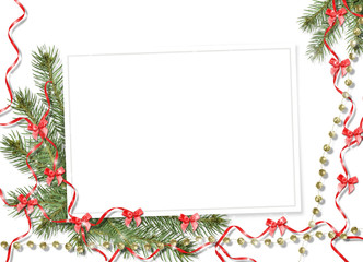 Card for congratulation with ribbons and bows on abstract backgr