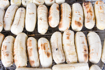 Fried bananas on the grill