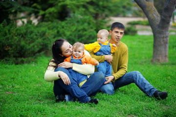 Happy parents with twins