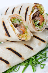 Tortilla Wrap Cut in Half.