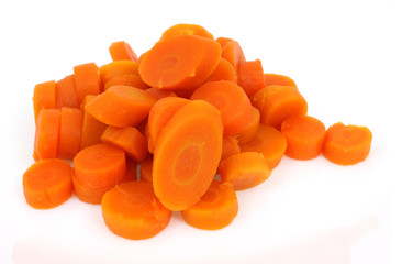 Sliced cooked canned carrots