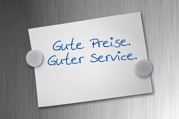 Pinwand mit Gute Preise, guter Service