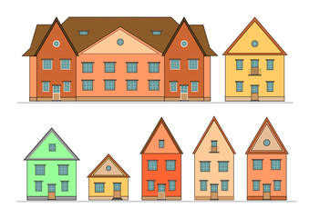 Houses set. Isolated on white.