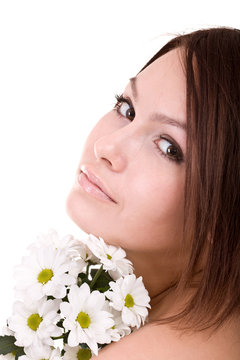 Beautiful  girl with flower. Personal care.