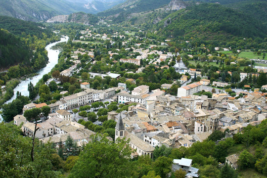Panorama view of the village Castellane (Provence)