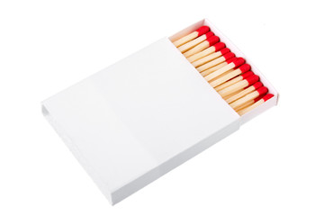 red matches in a white box isolated on a white background.