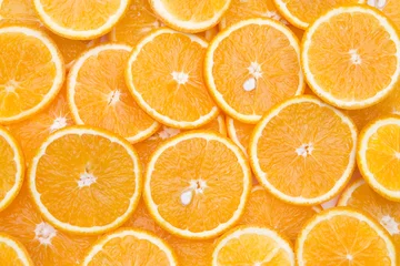 Tuinposter Plakjes fruit Oranje reepjes